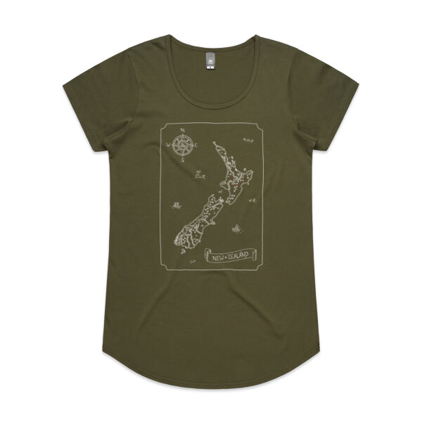New Zealand Pirate Map - Womens scoop necl Thumbnail